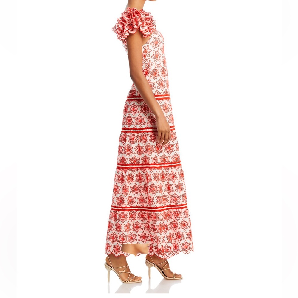 🔖 NWT $795 Alice + Olivia Tawney Eyelet Tiered Maxi Dress - Picture 5 of 12